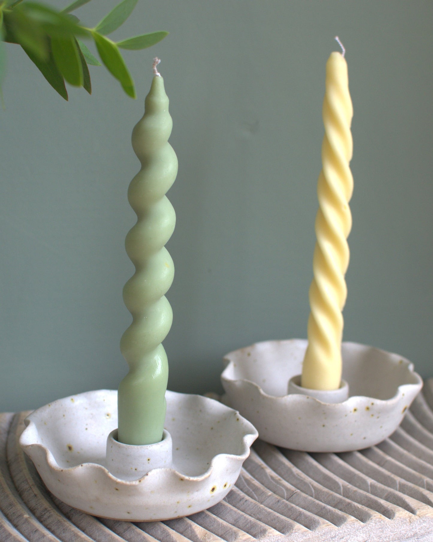 Beeswax and Soy Dinner Candle Pair